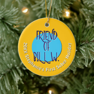 Adorno De Cerámica Amigo de Bill W. Recuperación   Navidad personaliz