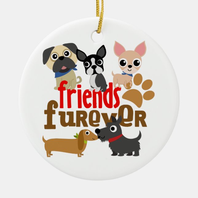Adorno De Cerámica Amigos Cachorros de perros de Furever (Frente)