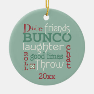 Adorno De Cerámica Amigos de las Felices Navidad de Bunco