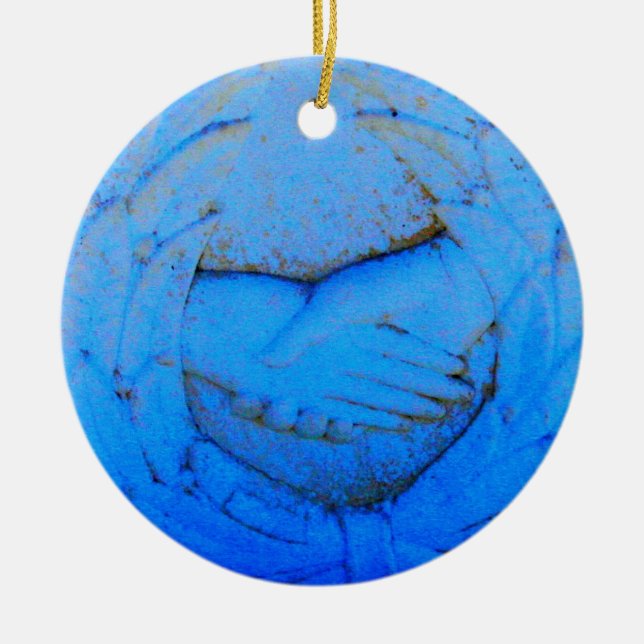 Adorno De Cerámica amigos de manos estrechadas para siempre (Frente)