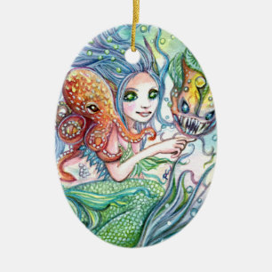 Adorno De Cerámica Amigos subacuáticos - arte de la sirena