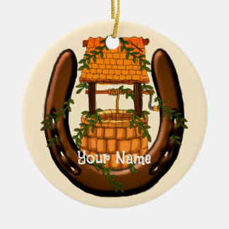 Adorno De Cerámica Amish Horseshoe Wishing Ornament