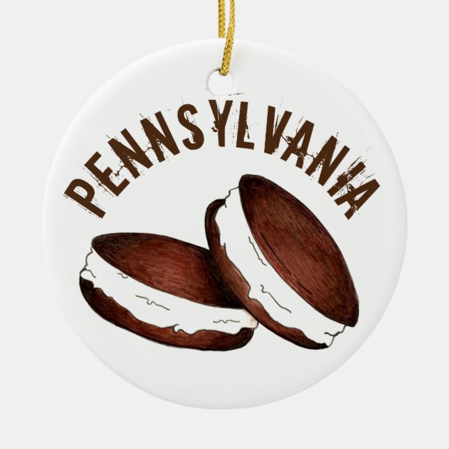 Adorno De Cerámica Amish Pennsylvania PA Dutch Foods Whoopie Pie (Frente)