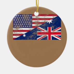 Adorno De Cerámica Amistad con la bandera de los Estados Unidos y Aus
