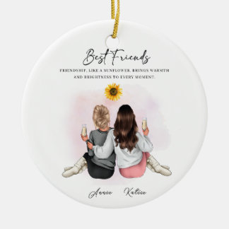 Adorno De Cerámica Amistad Girasol Personalizada: Keepsake Brillante