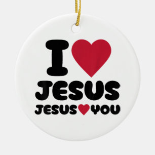 Adorno De Cerámica Amo a Jesús y Jesús te ama cristiano