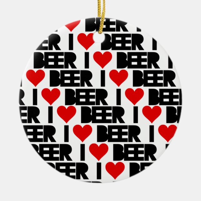 Adorno De Cerámica Amo a la cerveza - Tengan una cerveza en Navidad (Frente)