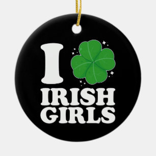 Adorno De Cerámica Amo a los Chicas irlandeses Shamrock Heart St Patr
