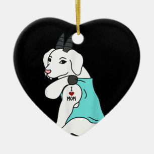 Adorno De Cerámica Amo a Mamá Tattoo Goat Funny Mors Day Mascota
