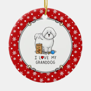 Adorno De Cerámica Amo a mi abuela Bichon Frise Dog Abuela