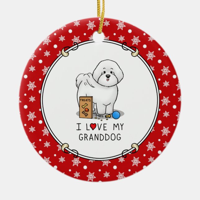 Adorno De Cerámica Amo a mi abuela Bichon Frise Dog Abuela (Frente)