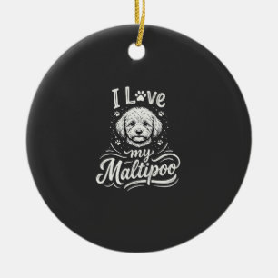 Adorno De Cerámica Amo a mi amante del perro Maltipoo