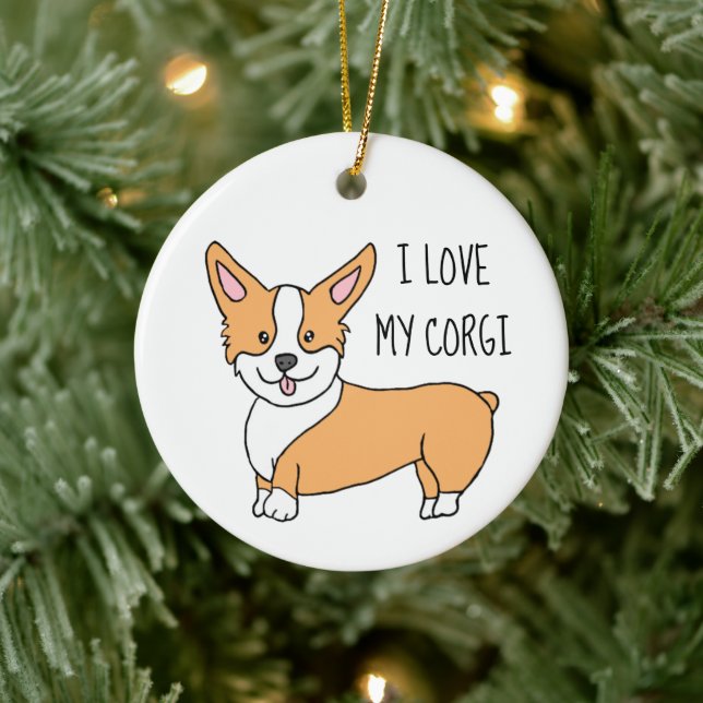 Adorno De Cerámica Amo a mi Corgi Navidad (Árbol)