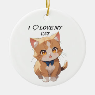 Adorno De Cerámica Amo a mi gato