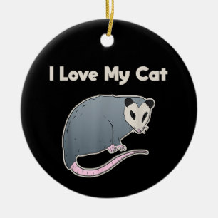Adorno De Cerámica Amo a mi gato divertido zarigüeya