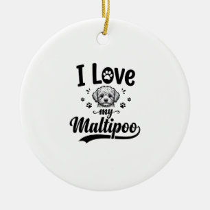 Adorno De Cerámica Amo a mi Maltipoo grabado vintage diseño de perro_