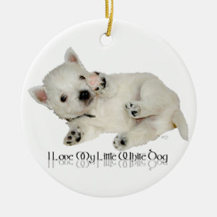 Adorno De Cerámica Amo a mi pequeño perro blanco - Cachorro Westie