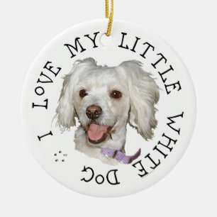 Adorno De Cerámica Amo a mi pequeño perro blanco mezcla de Caniche /