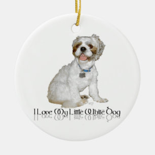 Adorno De Cerámica Amo a mi pequeño perro blanco - Shih Tzu