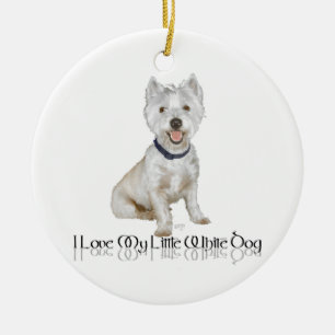 Adorno De Cerámica Amo a mi pequeño perro blanco - Westie