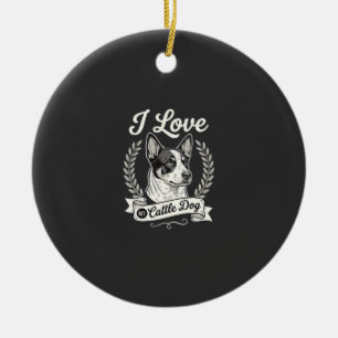 Adorno De Cerámica Amo a mi perro de ganado Perro vintage amante