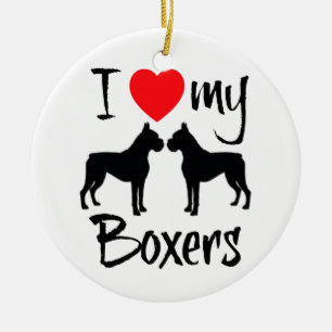 Adorno De Cerámica Amo A Mis Dos Perros De Boxer