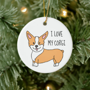 Adorno De Cerámica Amo A Mis Navidades Corgi