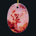 Adorno De Cerámica AMO AL JESTER, CUPIDO MONOGRAMA Corazón de Ruby Ro<br><div class="desc">Elegante y colorido diseño elaborado a partir de un cuadro de Fragonard con una brillante piedra de piedra en 3D.</div>