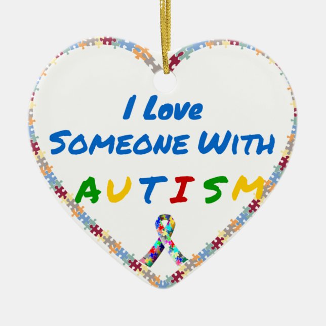Adorno De Cerámica Amo alguien con autismo (Frente)