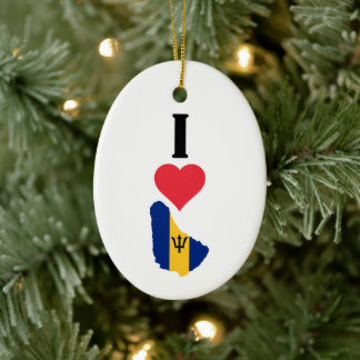 Adorno De Cerámica Amo Barbados Vertical I Heart Country Flag Map