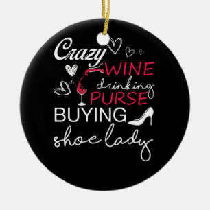 Adorno De Cerámica Amo bolsos y zapatos de vino