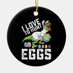 Adorno De Cerámica Amo Cazar Huevos Pascua Dinosaurio T Rex