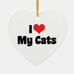 Adorno De Cerámica Amo Corazón Mis Gatos - Amante de los Gatos