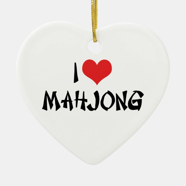 Adorno De Cerámica Amo el corazón Mahjong - Mah Jong Lover (Frente)