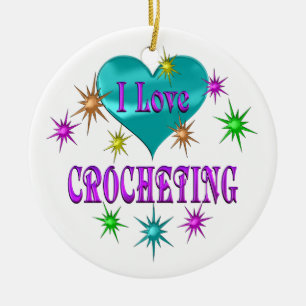 Adorno De Cerámica Amo el Crocheting
