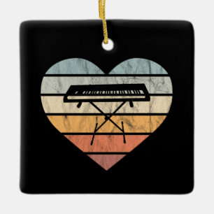 Adorno De Cerámica Amo el teclado y el corazón retro synthie