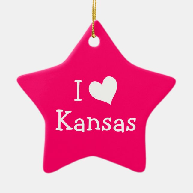 Adorno De Cerámica Amo Kansas en rosa (Frente)