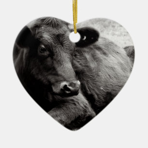 Adorno De Cerámica Amo la vaca de ganado de Angus