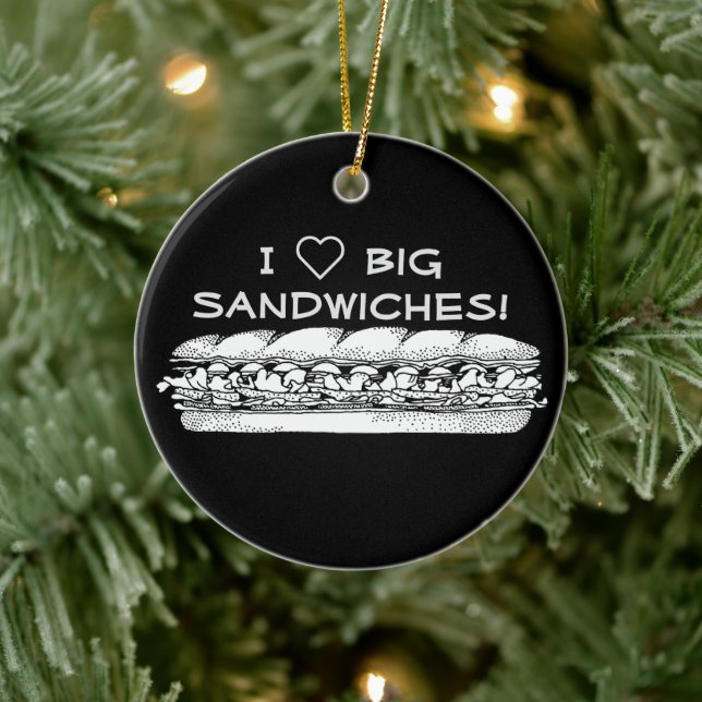 Adorno De Cerámica Amo los grandes sándwiches Hoagie (Árbol)