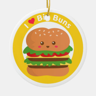 Adorno De Cerámica Amo los panes grandes, Kawaii Big Burger