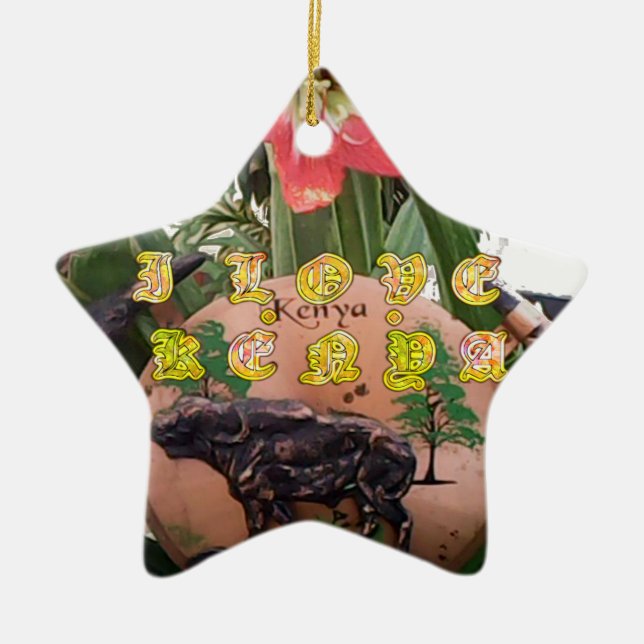Adorno De Cerámica Amo los regalos de Kenia Hakuna Matata (Frente)