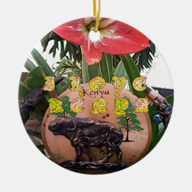 Adorno De Cerámica Amo los regalos de Kenia Hakuna Matata (Frente)