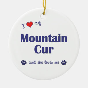 Adorno De Cerámica Amo mi Cur de la montaña (el perro femenino)