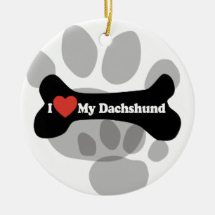Adorno De Cerámica Amo mi Dachshund - hueso de perro
