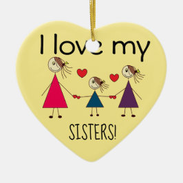 Adorno De Cerámica Amo mi en forma de corazón lindo de las HERMANAS