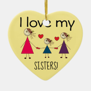 Adorno De Cerámica Amo mi en forma de corazón lindo de las HERMANAS