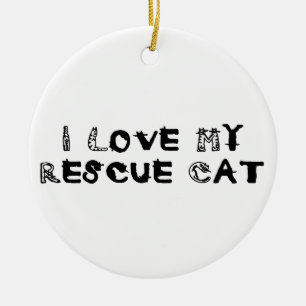 Adorno De Cerámica Amo mi gato del rescate