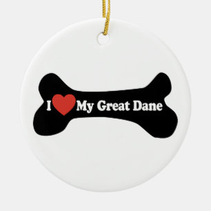 Adorno De Cerámica Amo Mi Gran Danés - Hueso Perro