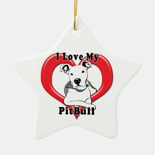 Adorno De Cerámica Amo mi logotipo de PitBull (Frente)