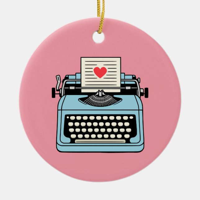 Adorno De Cerámica Amo mi máquina de escribir (Frente)